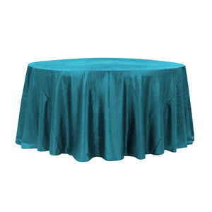 120" Teal Crinkle Crushed Taffeta Round Tablecloth