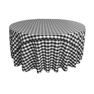 Black Polyester Checkered Round 120"