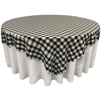 Black White Checkered Square Overlay Tablecloth Polyester 72