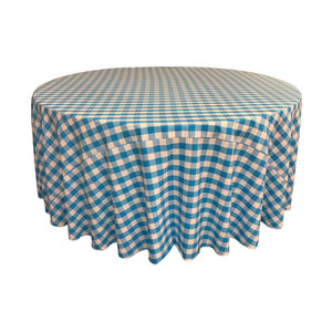 Turquoise Polyester Checkered Round 120"