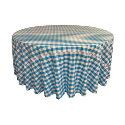 Turquoise Polyester Checkered Round 132