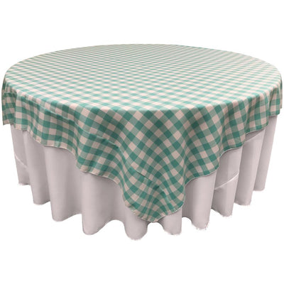 White Mint Checkered Square Overlay Tablecloth Polyester 85