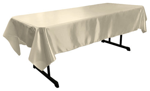 Ivory Bridal Satin Rectangular Tablecloth 60 x 108"