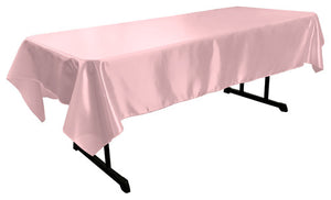 Light Pink Bridal Satin Rectangular Tablecloth 60 x 108"