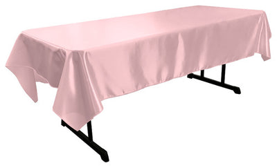 Light Pink Bridal Satin Rectangular Tablecloth 60 x 108
