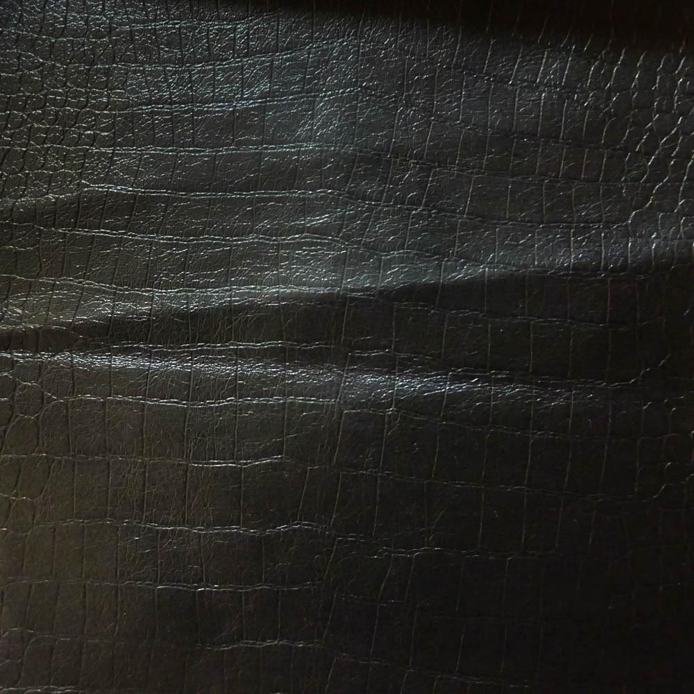 Black Crocodile 100% PU Soft Skin Faux Leather Vinyl Fabric / 40 Yards Roll