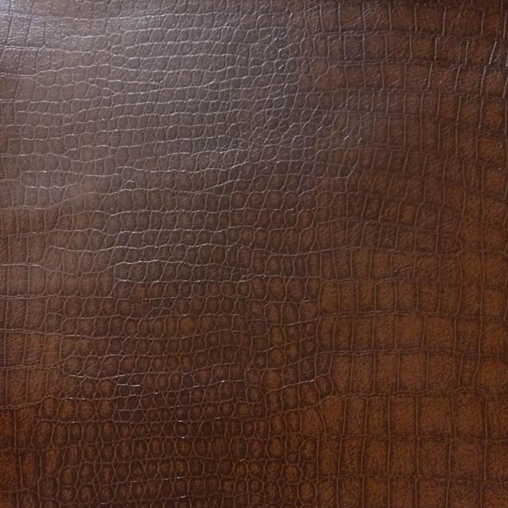 Brown Crocodile 100% PU Soft Skin Faux Leather Vinyl Fabric / 40 Yards Roll