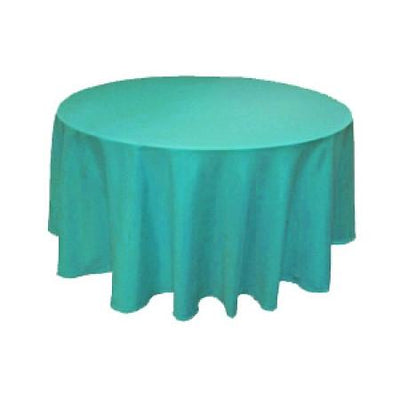 Turquoise 100% Polyester Round Tablecloth 108