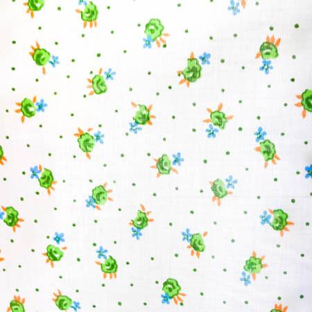 Florals and Dots Green Poly Cotton Fabric