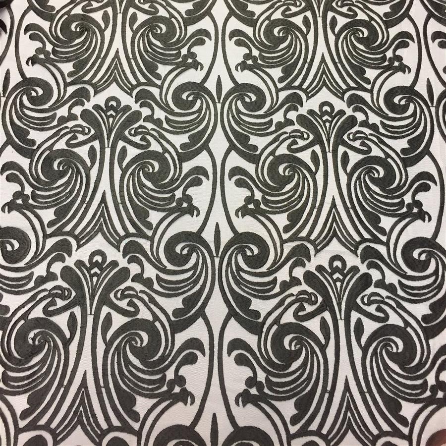 Black Embroidered Mesh Lace Fabric