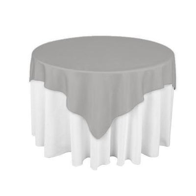 Heather Grey Square Polyester Overlay Tablecloth 85
