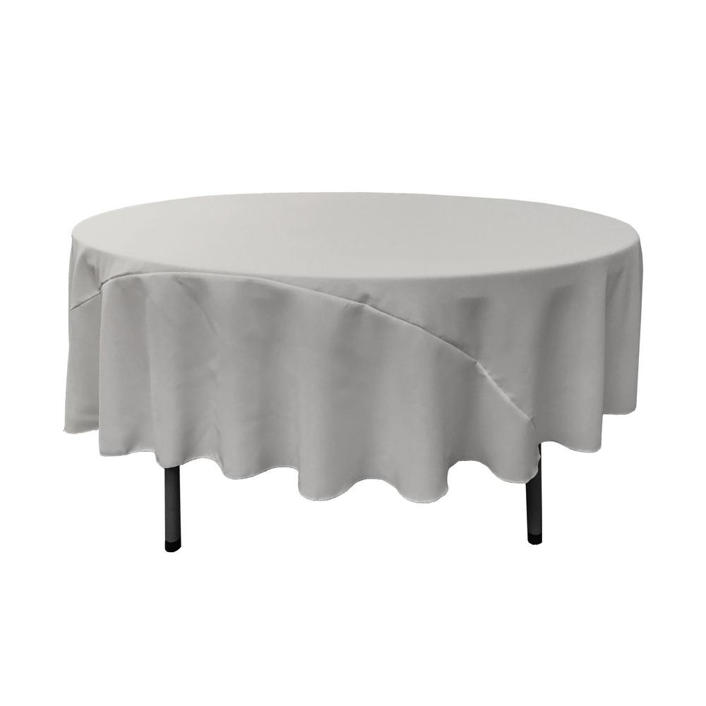 90" Light Grey Polyester Round Tablecloth