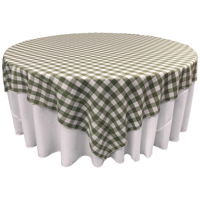 White Apple Green Checkered Square Overlay Tablecloth Polyester 85
