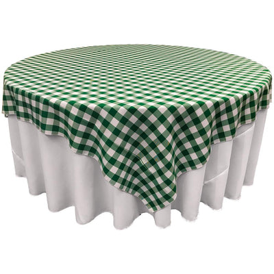 White Hunter Green Checkered Square Overlay Tablecloth Polyester 85