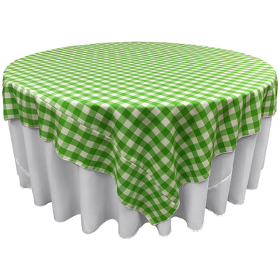 White Lime Checkered Square Overlay Tablecloth Polyester 85