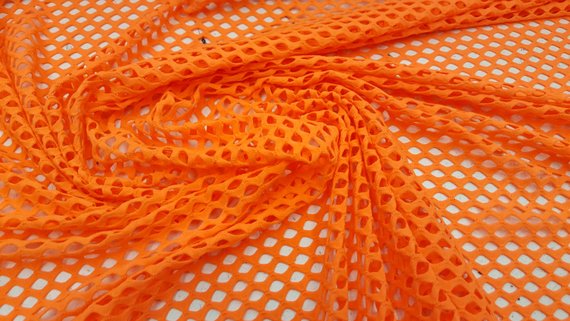 Neon Orange Mini Fishnet with Nylon Spandex Fabric