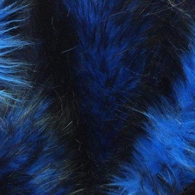 Blue Black Faux Fake Fur Husky Long Pile