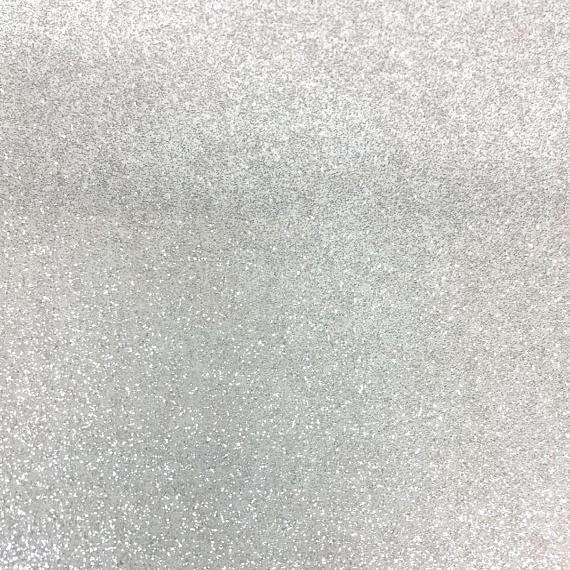 White Glitter Sparkle Metallic Faux Fake Leather Vinyl Fabric / 40 Yards Roll