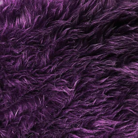Eggplant Faux Fake Fur Solid Shaggy Long Pile Fabric