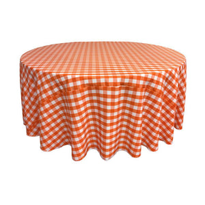 Orange Polyester Checkered Round 120"