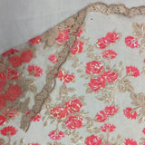 Coral Peach Roses 2 Tone Sequins Lace Fabric