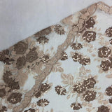 Brown Peach Roses 2 Tone Sequins Lace Fabric