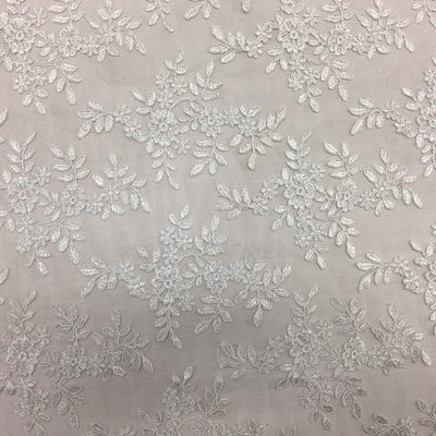 White Forbidden Primrose Floral Mesh Lace Fabric