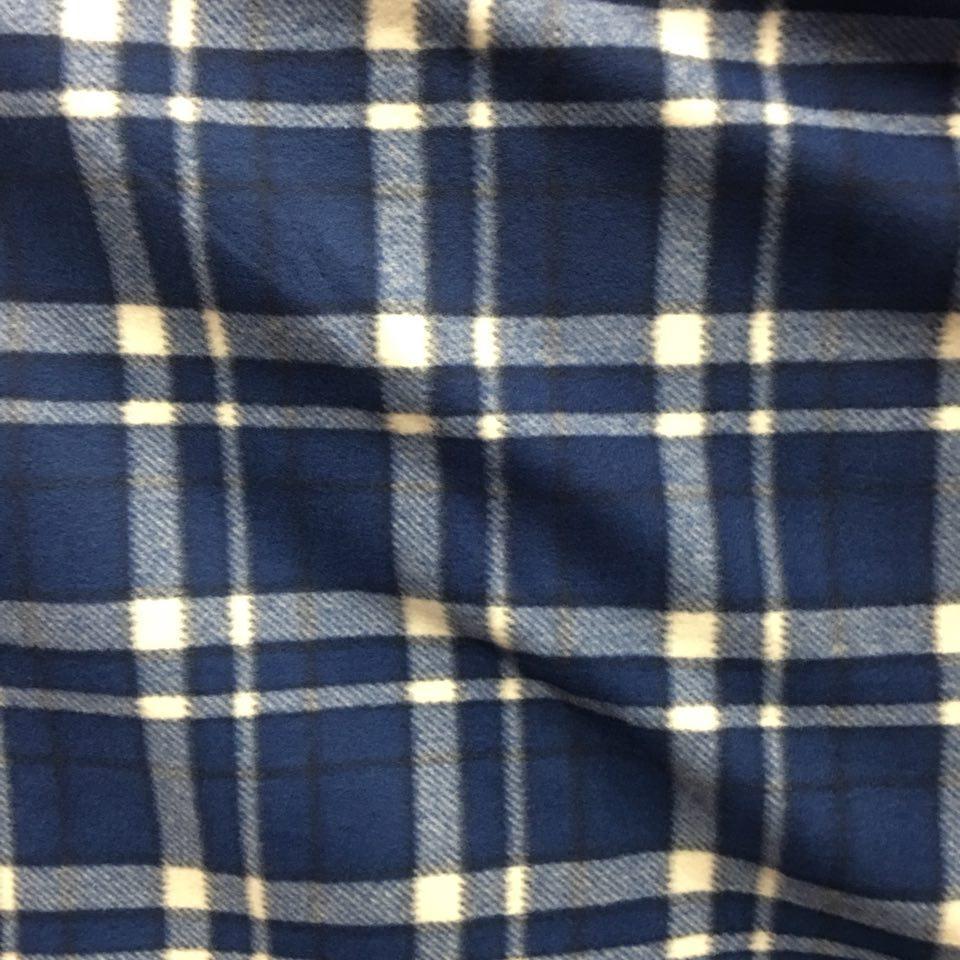 Navy Blue Tartan Plaid Checkered Anti Pill Plaid Fleece Fabric