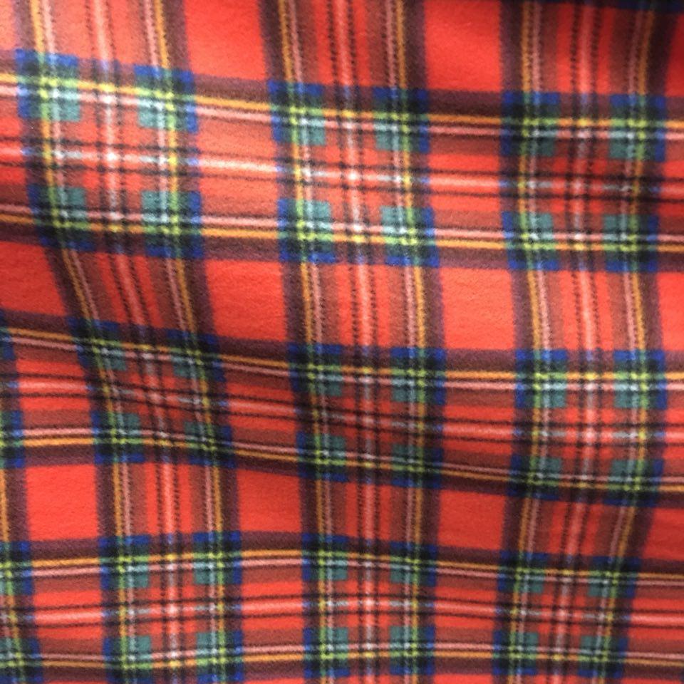 Red Green Tartan Plaid Checkered Anti Pill Plaid Fleece Fabric