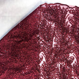 Burgundy Floral Metallic Sequin Lace