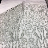 Gray Vanity Flare Sheer Lace Dress Fabric