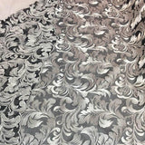 Gray Damask Pattern Lace Fabric