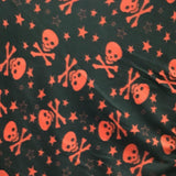 Red Skulls stars on Black Anti Pill Fleece Fabric
