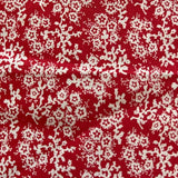 Red Floral Snowflake Poly Cotton Fabric
