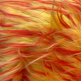 Red Orange on Lemon Spiked Three Tone Faux Fur Fabric