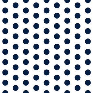 1" One Inch Navy Dots on White Poly Cotton Fabric