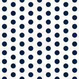 1" One Inch Navy Dots on White Poly Cotton Fabric