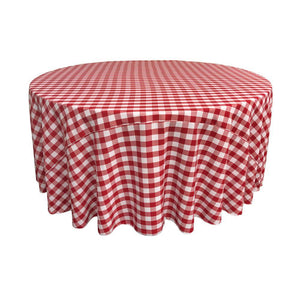 Red Polyester Checkered Round 132"