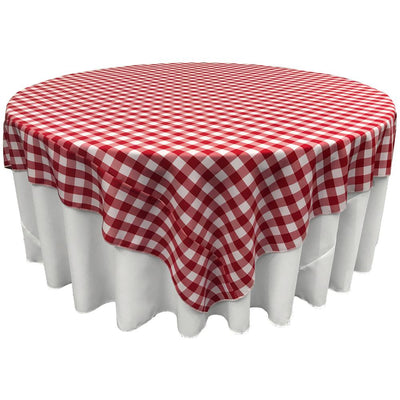 Red White Checkered Square Overlay Tablecloth Polyester 60