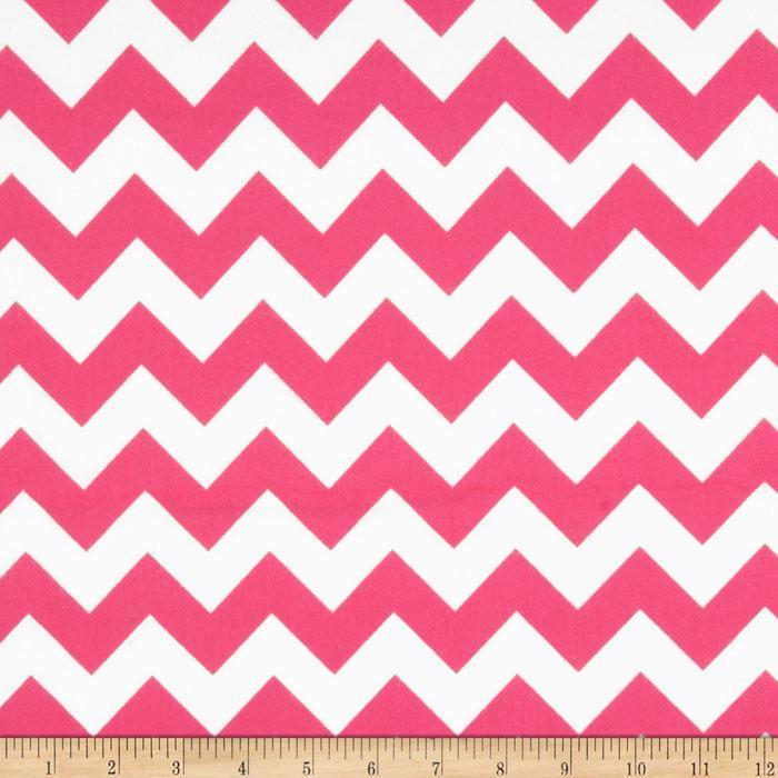 1" One Inch Pink and White Chevron Poly Cotton Fabric