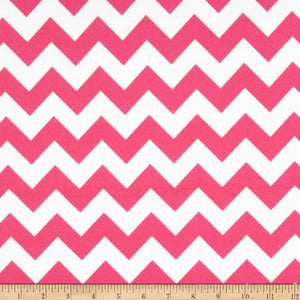 1" One Inch Pink and White Chevron Poly Cotton Fabric