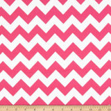 1" One Inch Pink and White Chevron Poly Cotton Fabric