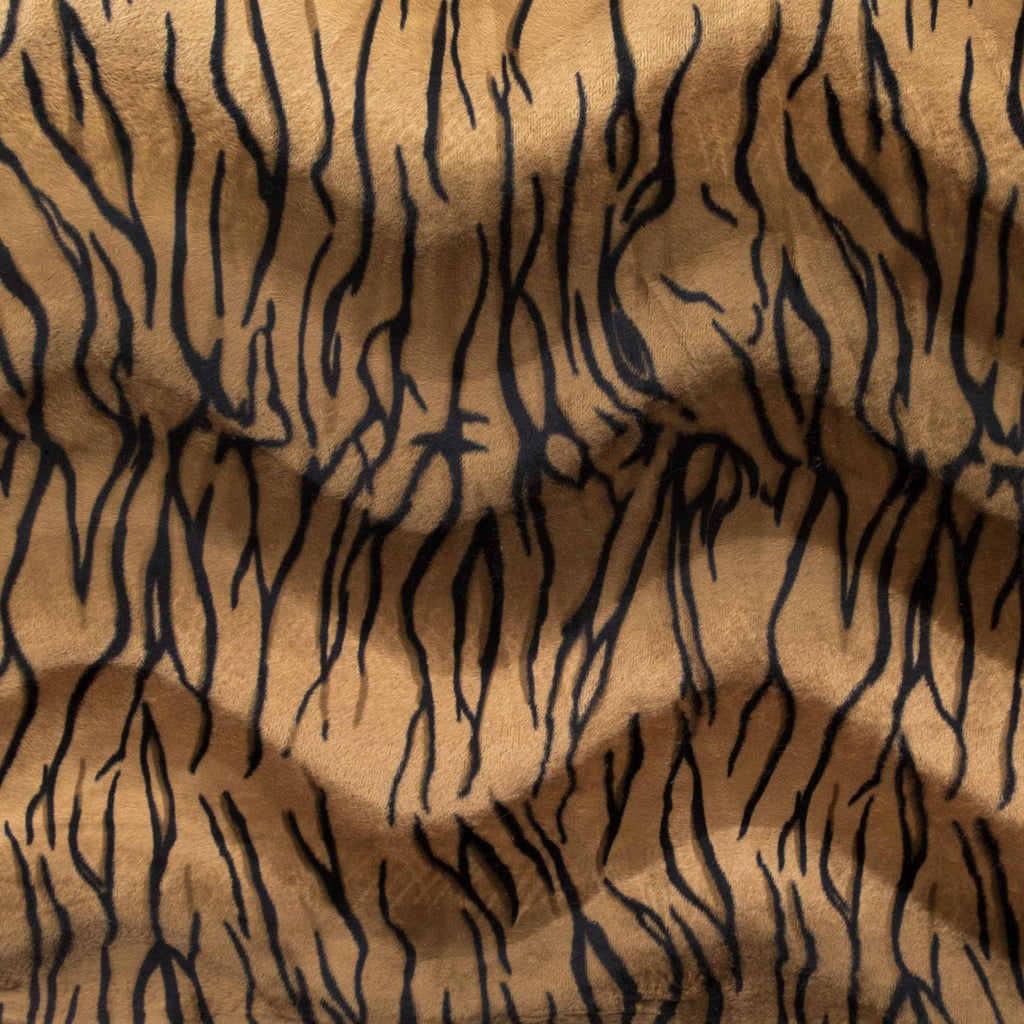 Brown Velboa Faux Fur Tiger Animal Short Pile Fabric