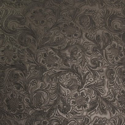 Chocolate Western Floral Pu Leather Vinyl Fabric
