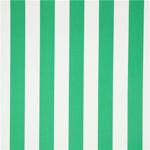 1" One Inch Green and White Stripes Poly Cotton Fabric