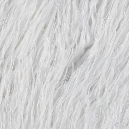 White Faux Fake Mongolian Animal Fur Fabric Long Pile