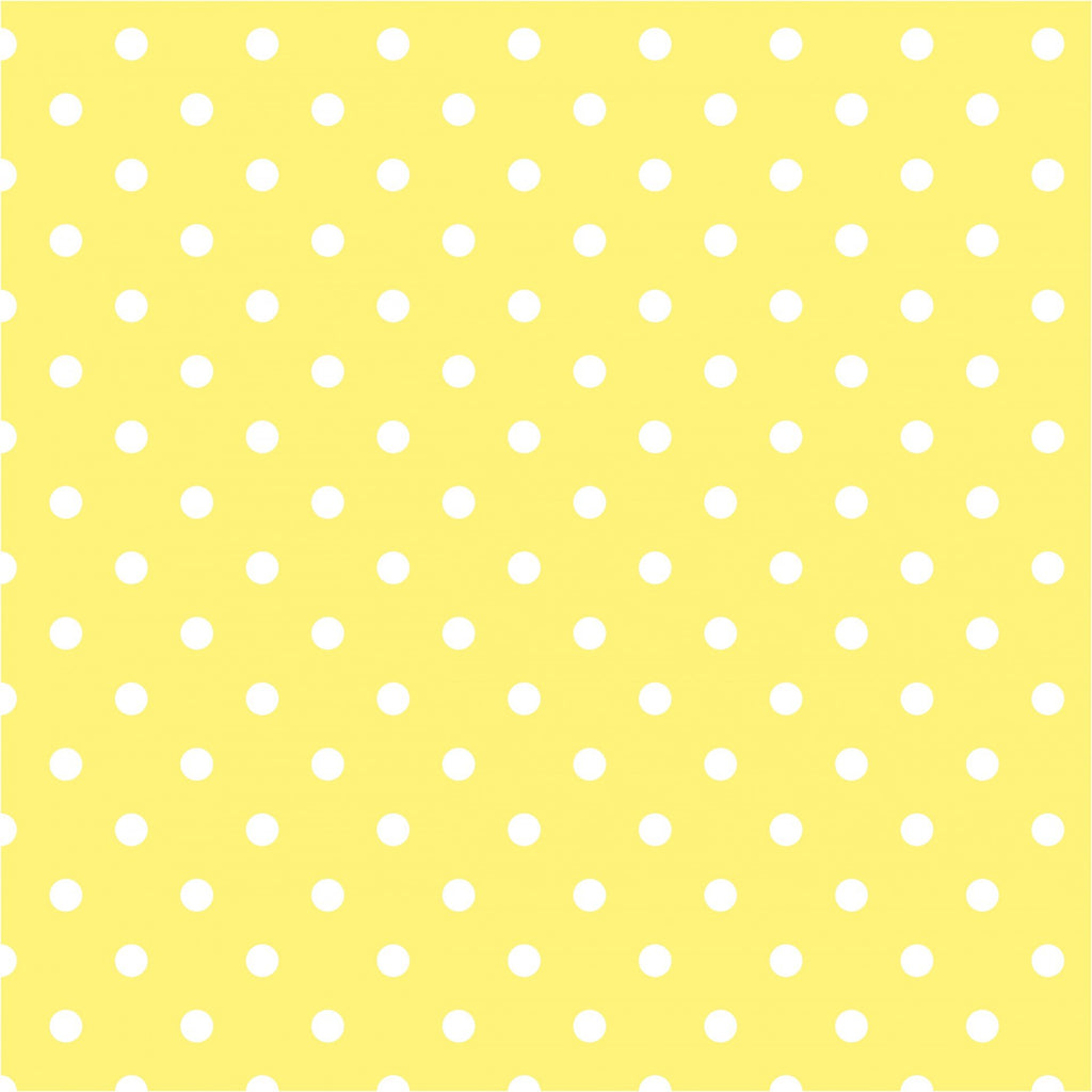 1/4" inches White on Yellow Dots Poly Cotton Fabric