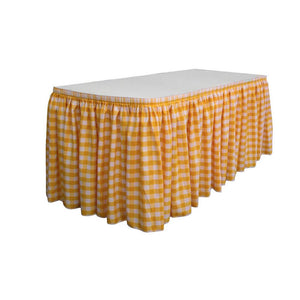 14 Ft. x 29 in. Dark Yellow Accordion Pleat Checkered Polyester Table Skirt