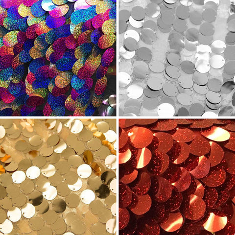 iFabric Silver Big Dot Large Paillette Sequin on Mesh Fabric