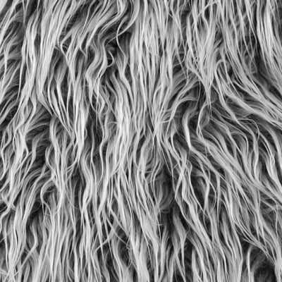 Light Gray Faux Fake Mongolian Animal Fur Fabric Long Pile